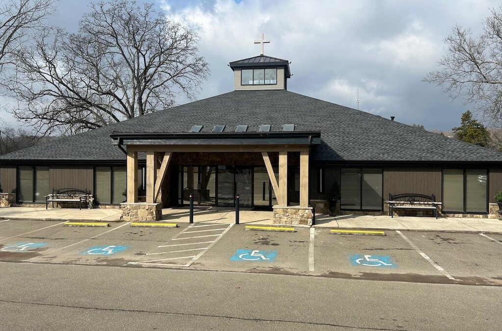 Photo of exterior of St. Anthony's Catholic Church showing new entrance area